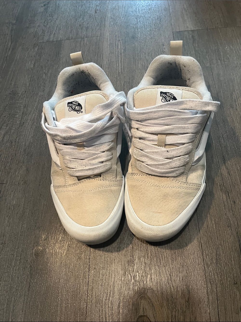 Vans Suede Low-Top Sneakers in Beige and White